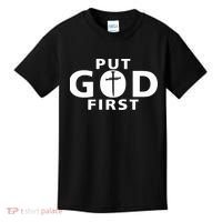 Put God First Christian 3 Nails Cross Catholic Jesus Christ Kids T-Shirt thumb 0