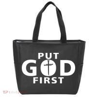 Put God First Christian 3 Nails Cross Catholic Jesus Christ Tote Bag thumb 0