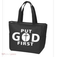 Put God First Christian 3 Nails Cross Catholic Jesus Christ Tote Bag thumb 3