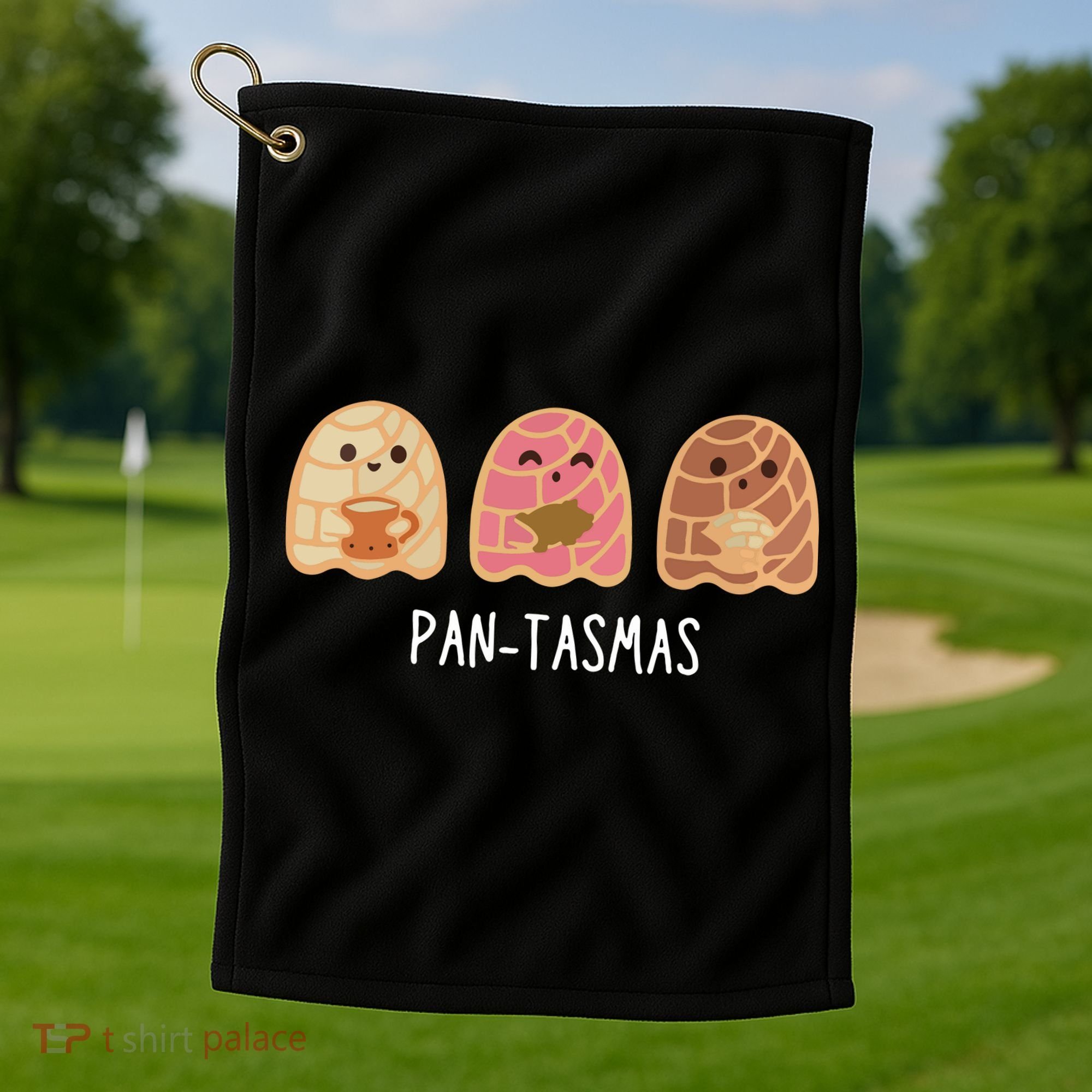 Pantasmas Ghost Funny Spooky Conchas Mexican Ghost Golf Towel