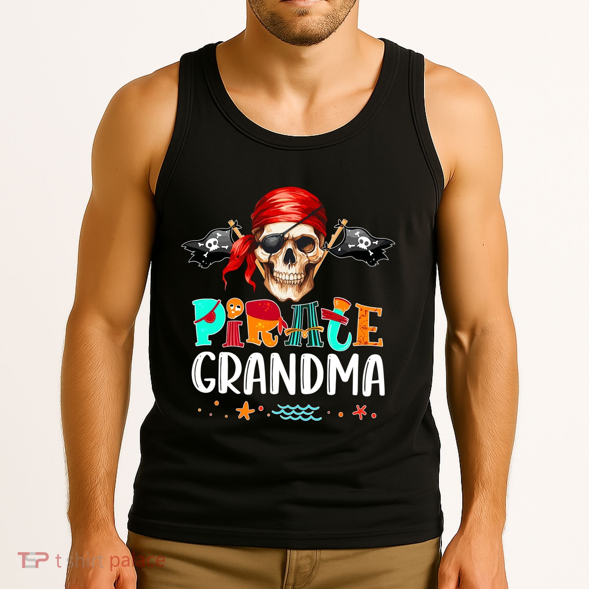 Pirate Grandma Funny Birthday Pirate Day Family Matching Tank Top
