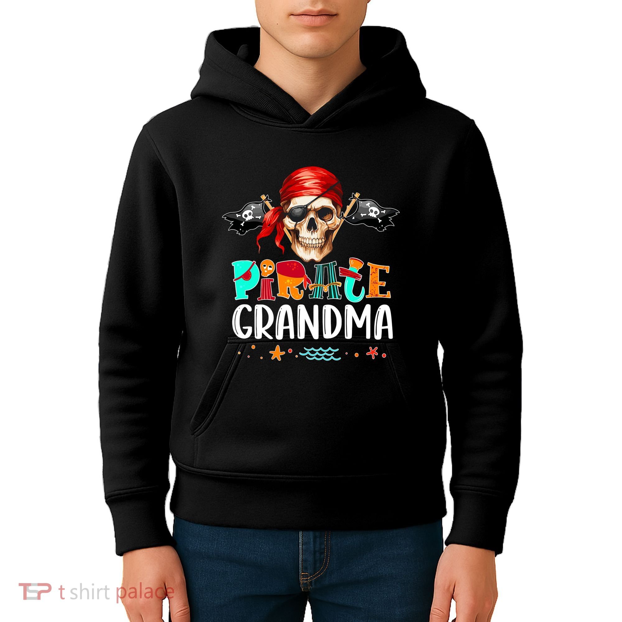 Pirate Grandma Funny Birthday Pirate Day Family Matching Kids Hoodie
