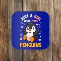 Penguin Gift For Girls Just A Girl Who Loves Penguins Gift Coaster thumb 0