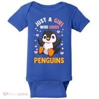 Penguin Gift For Girls Just A Girl Who Loves Penguins Gift Baby Bodysuit thumb 0