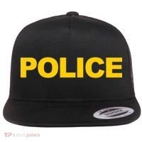 Police Gift Front And Back Print Police Law Enforcet Flat Bill Trucker Hat thumb 0