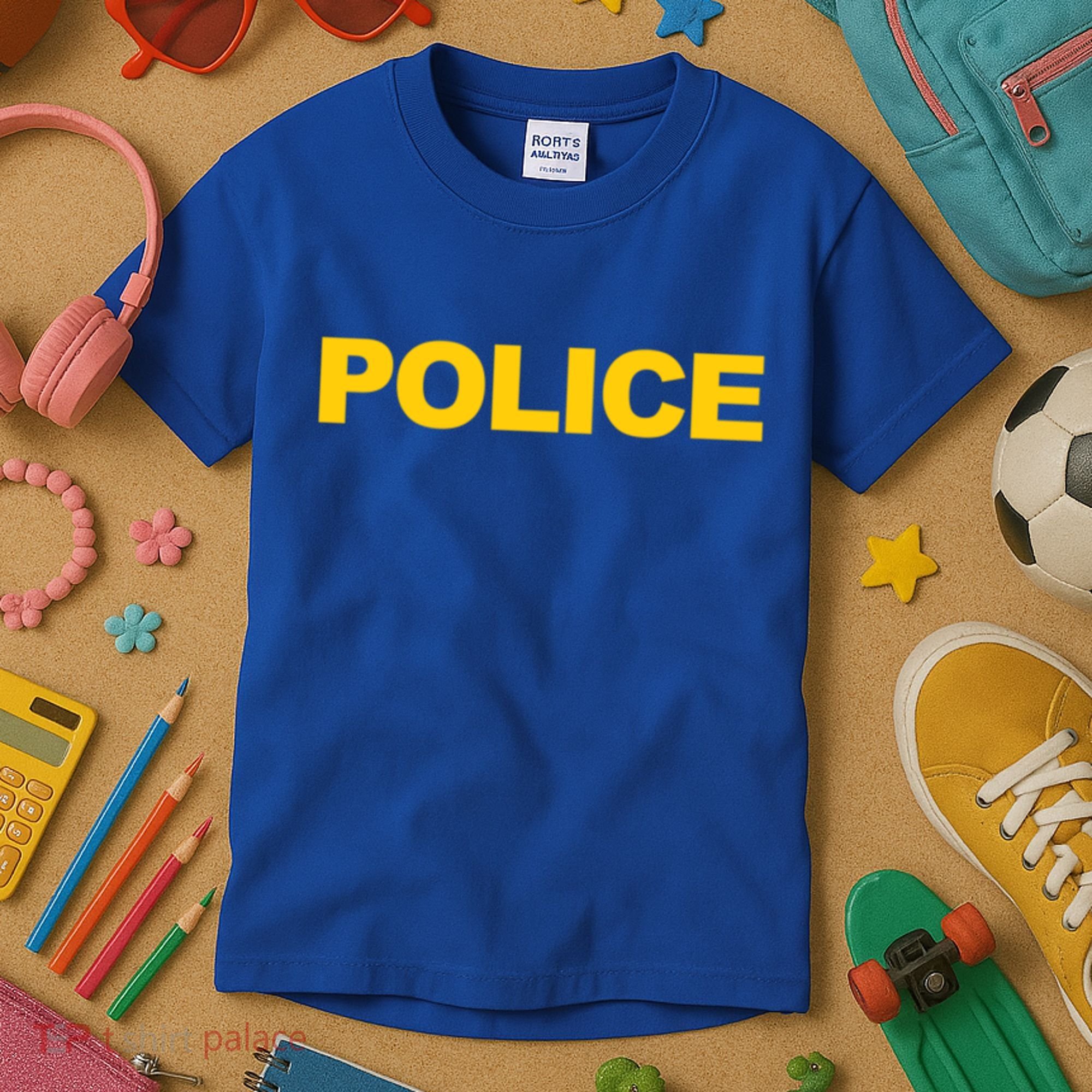 Police Gift Front And Back Print Police Law Enforcet Kids T-Shirt
