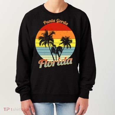 Punta Gorda Florida Retro Tropical Palm Trees Vacation Cute Gift Women's Sweatshirt