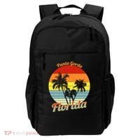 Punta Gorda Florida Retro Tropical Palm Trees Vacation Cute Gift Backpack thumb 0