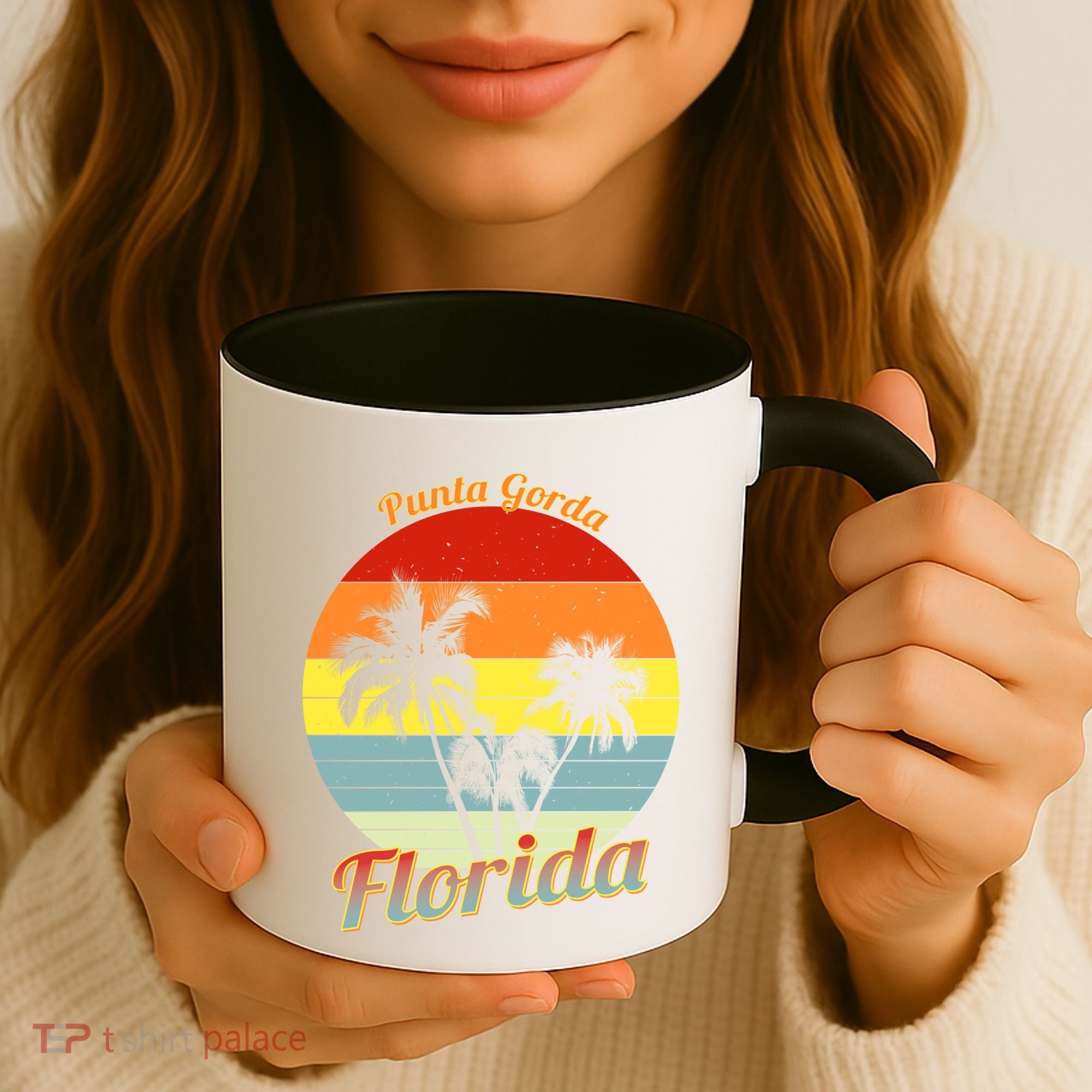 Punta Gorda Florida Retro Tropical Palm Trees Vacation Cute Gift Coffee Mug