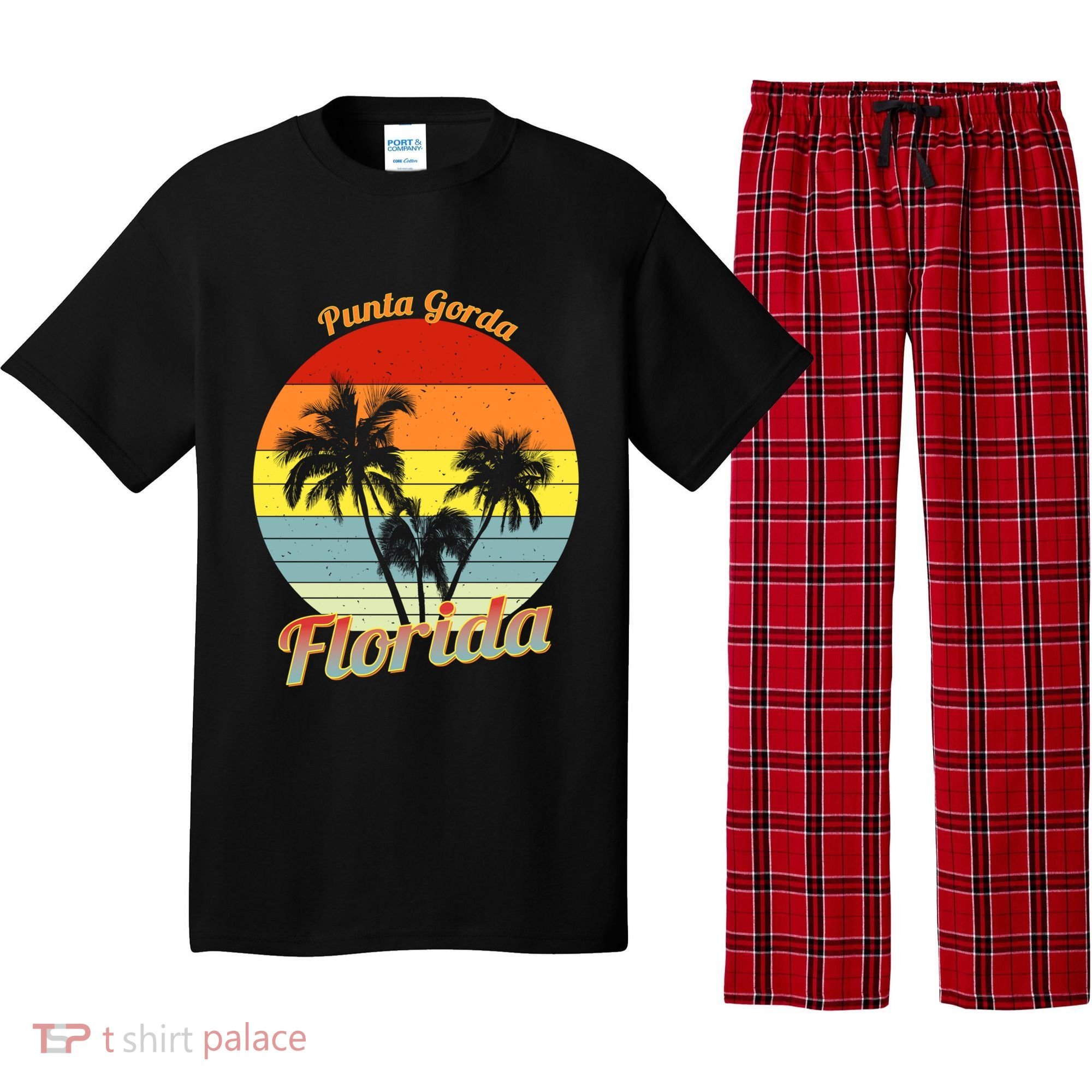 Punta Gorda Florida Retro Tropical Palm Trees Vacation Cute Gift Pajama Set