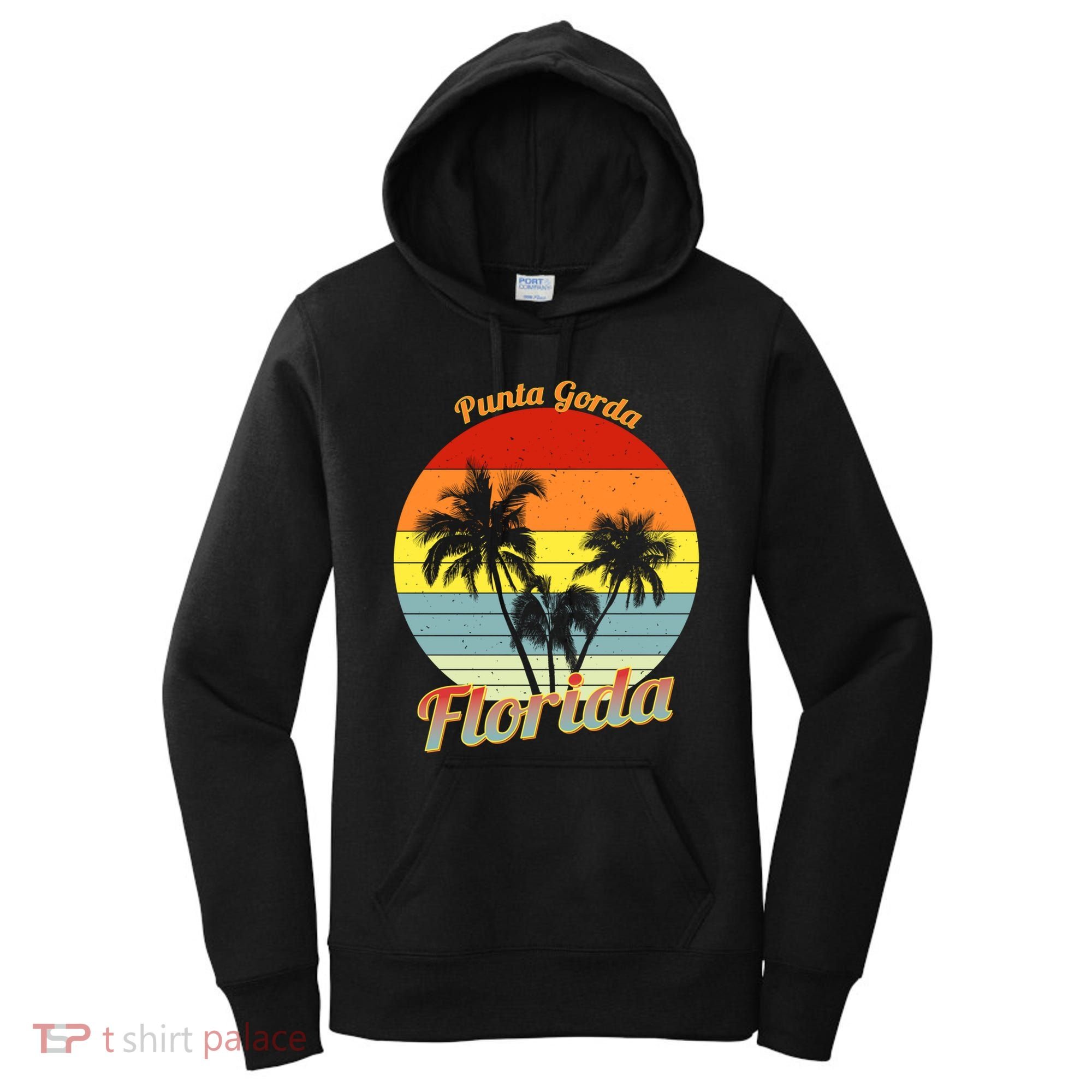 Punta Gorda Florida Retro Tropical Palm Trees Vacation Cute Gift Women's Hoodie