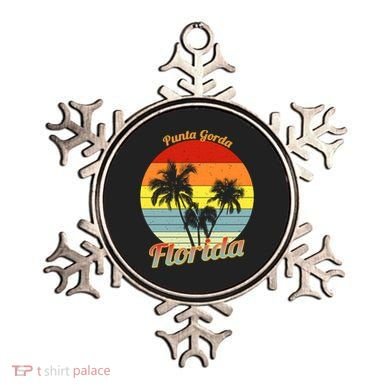 Punta Gorda Florida Retro Tropical Palm Trees Vacation Cute Gift Ornament
