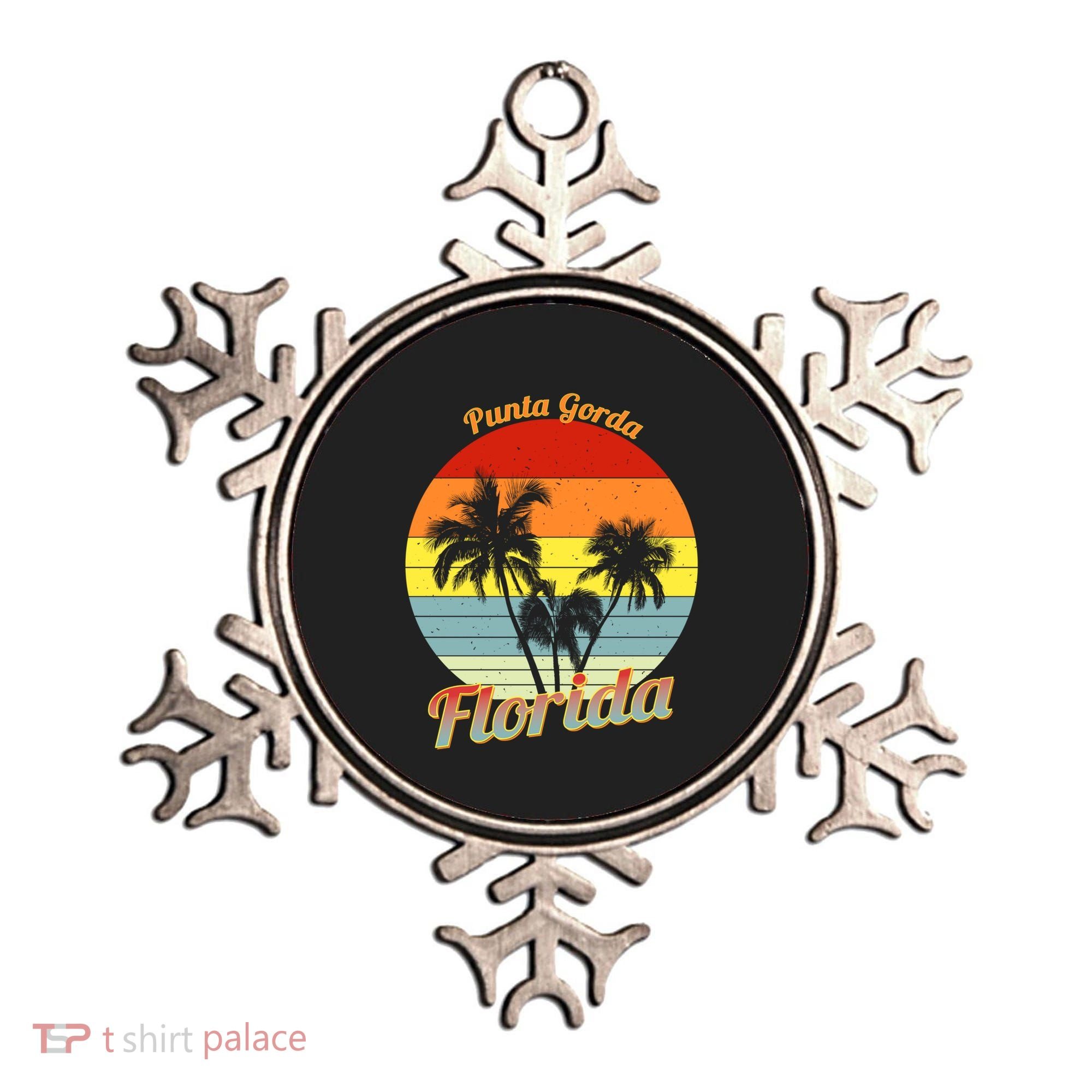 Punta Gorda Florida Retro Tropical Palm Trees Vacation Cute Gift Ornament