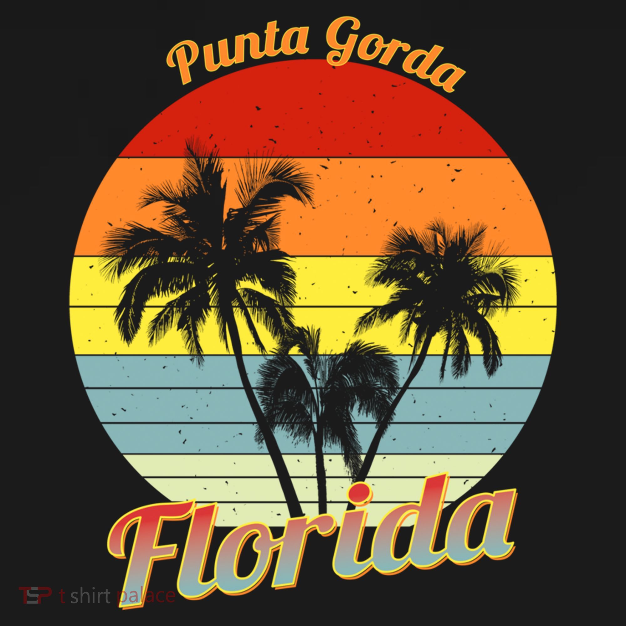 Punta Gorda Florida Retro Tropical Palm Trees Vacation Cute Gift Ornament