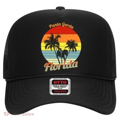Punta Gorda Florida Retro Tropical Palm Trees Vacation Cute Gift Hat