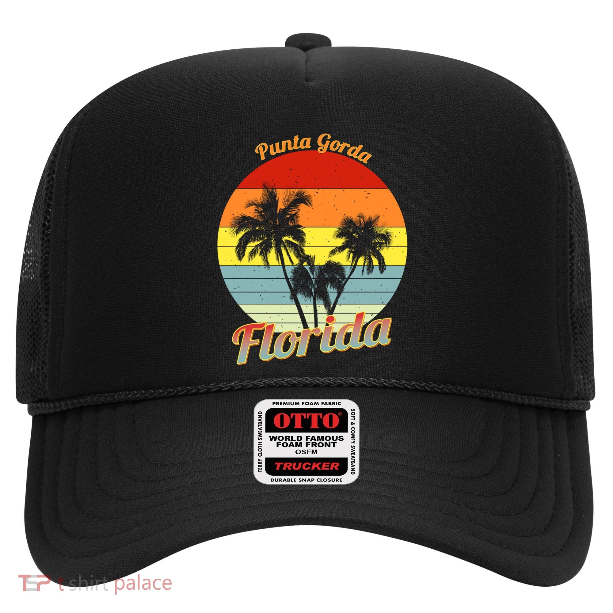 Punta Gorda Florida Retro Tropical Palm Trees Vacation Cute Gift Hat
