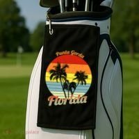 Punta Gorda Florida Retro Tropical Palm Trees Vacation Cute Gift Golf Towel thumb 2
