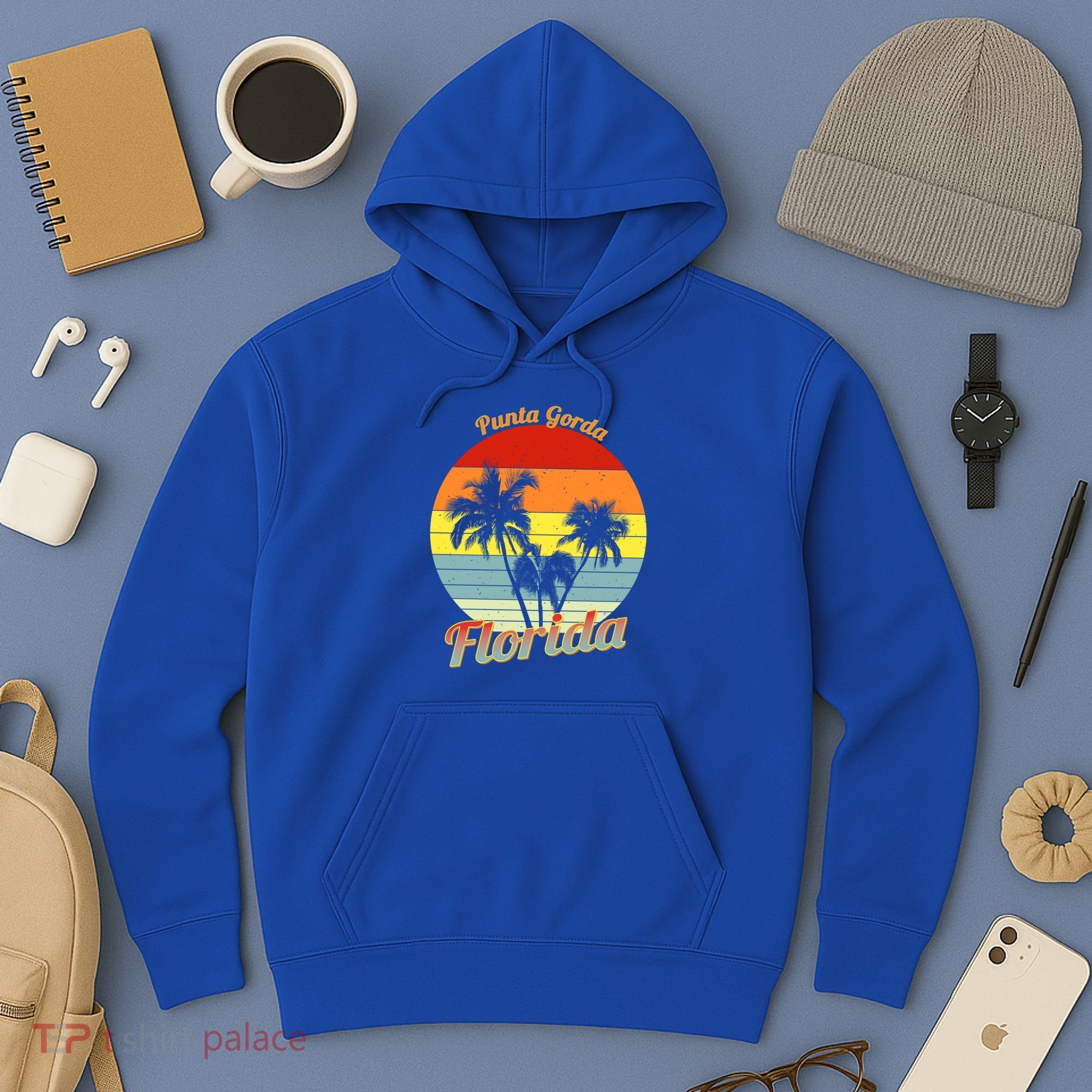 Punta Gorda Florida Retro Tropical Palm Trees Vacation Cute Gift Hoodie