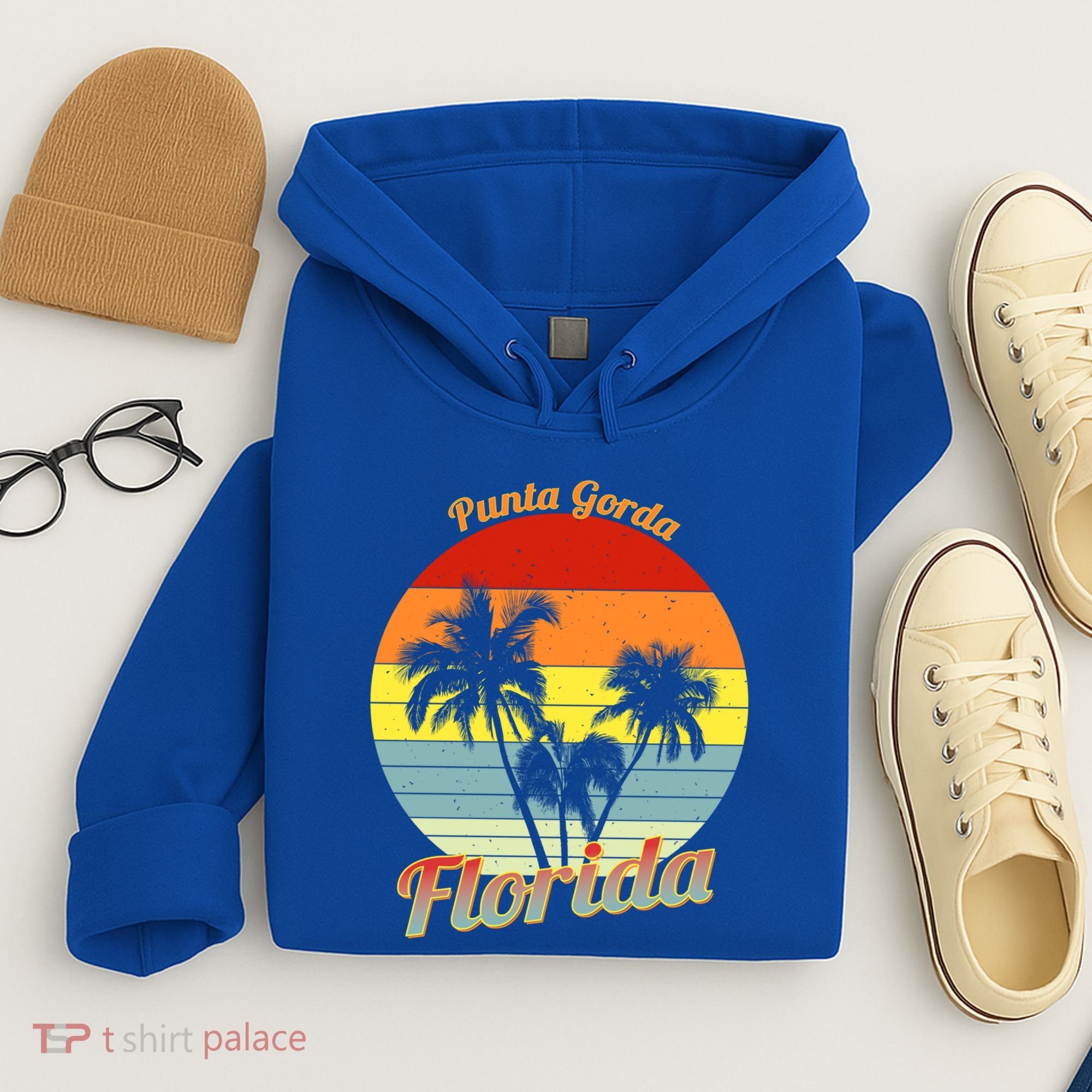 Punta Gorda Florida Retro Tropical Palm Trees Vacation Cute Gift Hoodie
