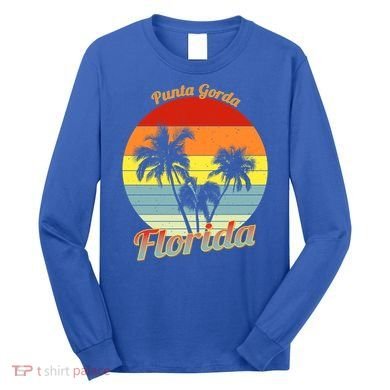 Punta Gorda Florida Retro Tropical Palm Trees Vacation Cute Gift Long Sleeve Shirt