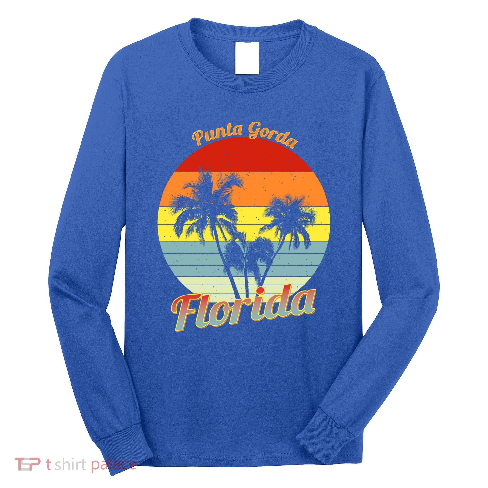 Punta Gorda Florida Retro Tropical Palm Trees Vacation Cute Gift Long Sleeve Shirt