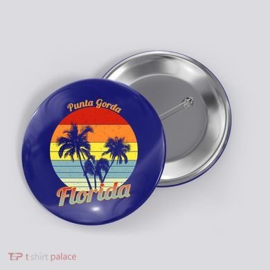 Punta Gorda Florida Retro Tropical Palm Trees Vacation Cute Gift Button