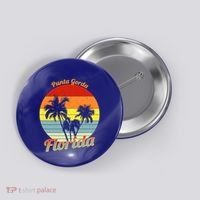 Punta Gorda Florida Retro Tropical Palm Trees Vacation Cute Gift Button thumb 0