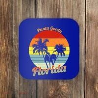 Punta Gorda Florida Retro Tropical Palm Trees Vacation Cute Gift Coaster thumb 0