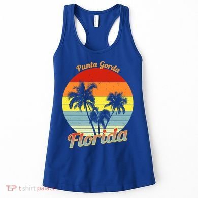 Punta Gorda Florida Retro Tropical Palm Trees Vacation Cute Gift Women's Tank Top