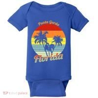 Punta Gorda Florida Retro Tropical Palm Trees Vacation Cute Gift Baby Bodysuit thumb 0