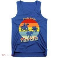 Punta Gorda Florida Retro Tropical Palm Trees Vacation Cute Gift Tank Top thumb 0