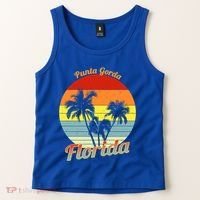 Punta Gorda Florida Retro Tropical Palm Trees Vacation Cute Gift Tank Top thumb 2