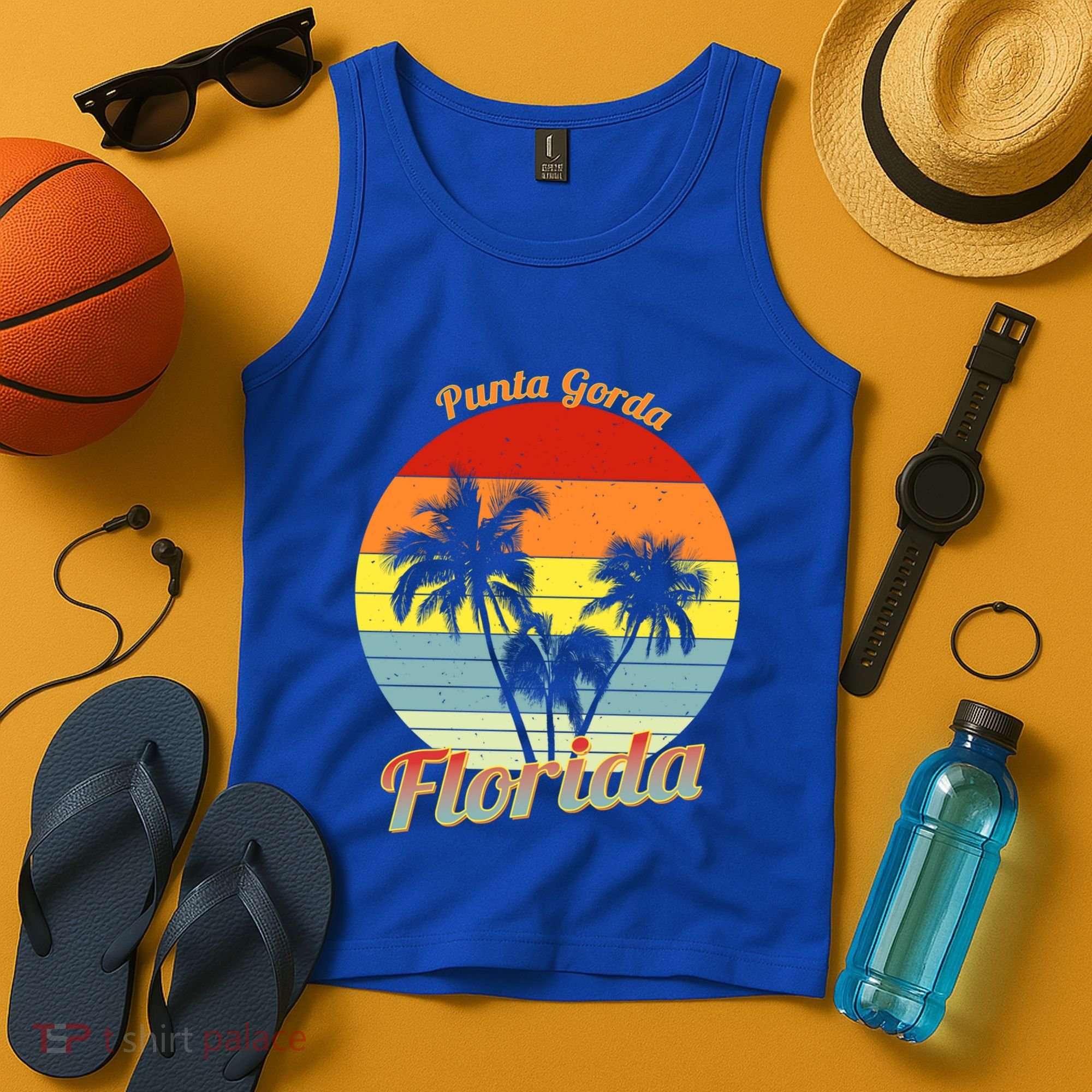 Punta Gorda Florida Retro Tropical Palm Trees Vacation Cute Gift Tank Top