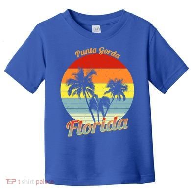 Punta Gorda Florida Retro Tropical Palm Trees Vacation Cute Gift Toddler T-Shirt