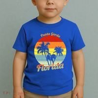 Punta Gorda Florida Retro Tropical Palm Trees Vacation Cute Gift Toddler T-Shirt thumb 2