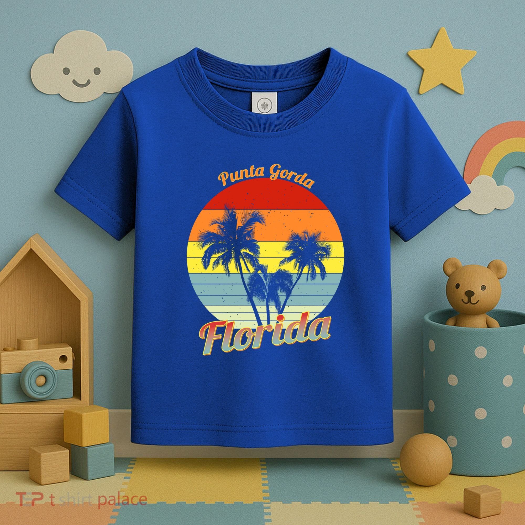 Punta Gorda Florida Retro Tropical Palm Trees Vacation Cute Gift Toddler T-Shirt