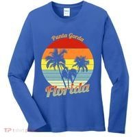 Punta Gorda Florida Retro Tropical Palm Trees Vacation Cute Gift Women's Long Sleeve Shirt thumb 0