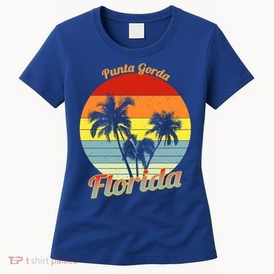 Punta Gorda Florida Retro Tropical Palm Trees Vacation Cute Gift Women's T-Shirt