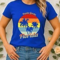 Punta Gorda Florida Retro Tropical Palm Trees Vacation Cute Gift Women's T-Shirt thumb 2