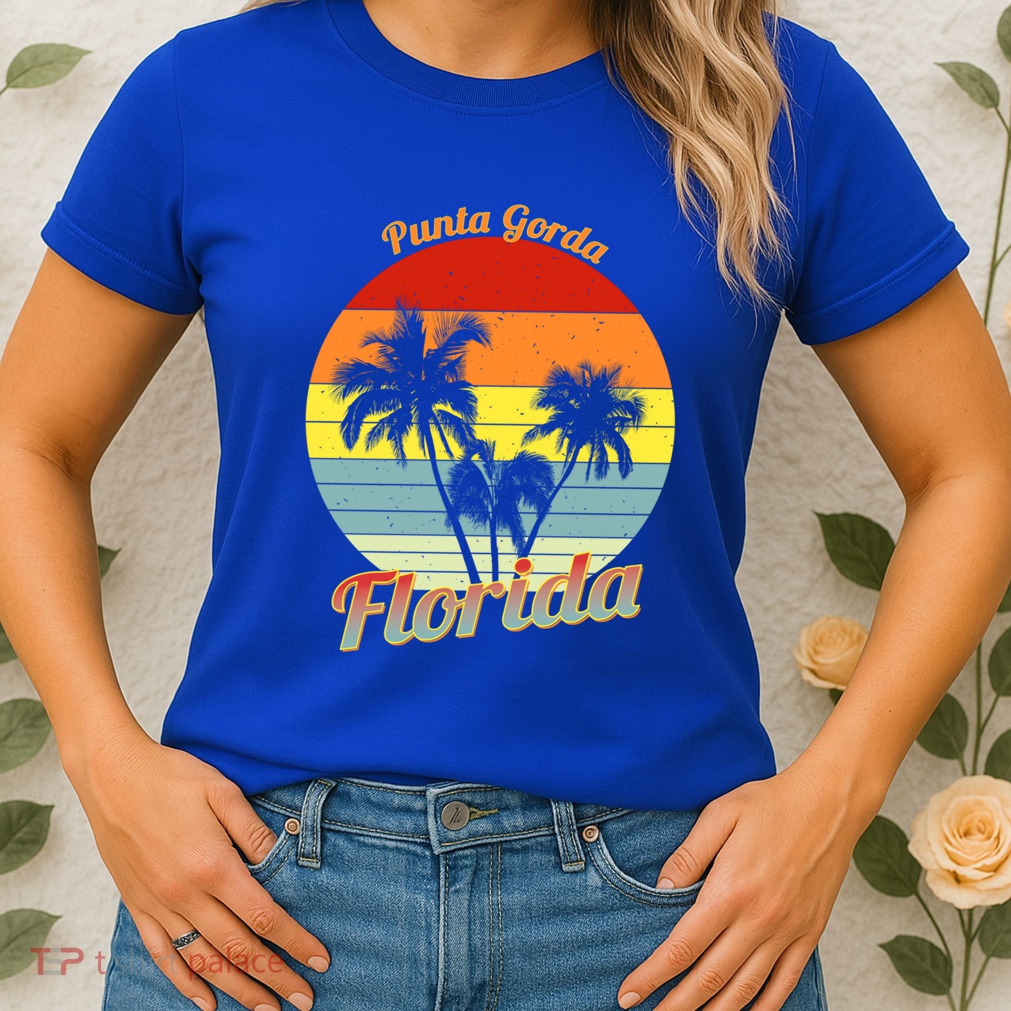 Punta Gorda Florida Retro Tropical Palm Trees Vacation Cute Gift Women's T-Shirt