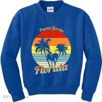 Punta Gorda Florida Retro Tropical Palm Trees Vacation Cute Gift Kids Sweatshirt thumb 0
