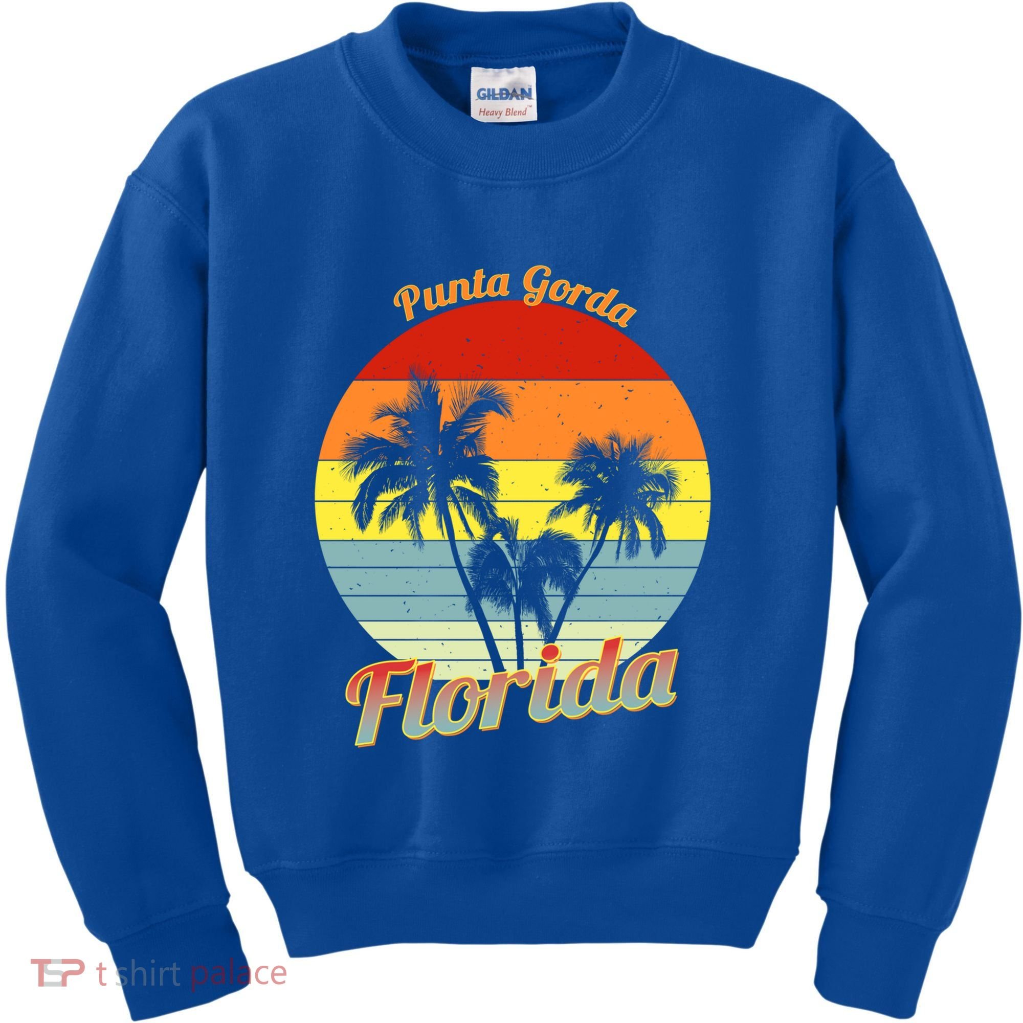 Punta Gorda Florida Retro Tropical Palm Trees Vacation Cute Gift Kids Sweatshirt