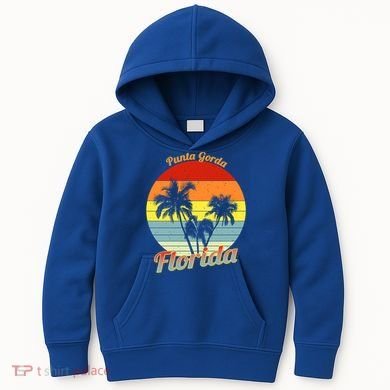 Punta Gorda Florida Retro Tropical Palm Trees Vacation Cute Gift Kids Hoodie