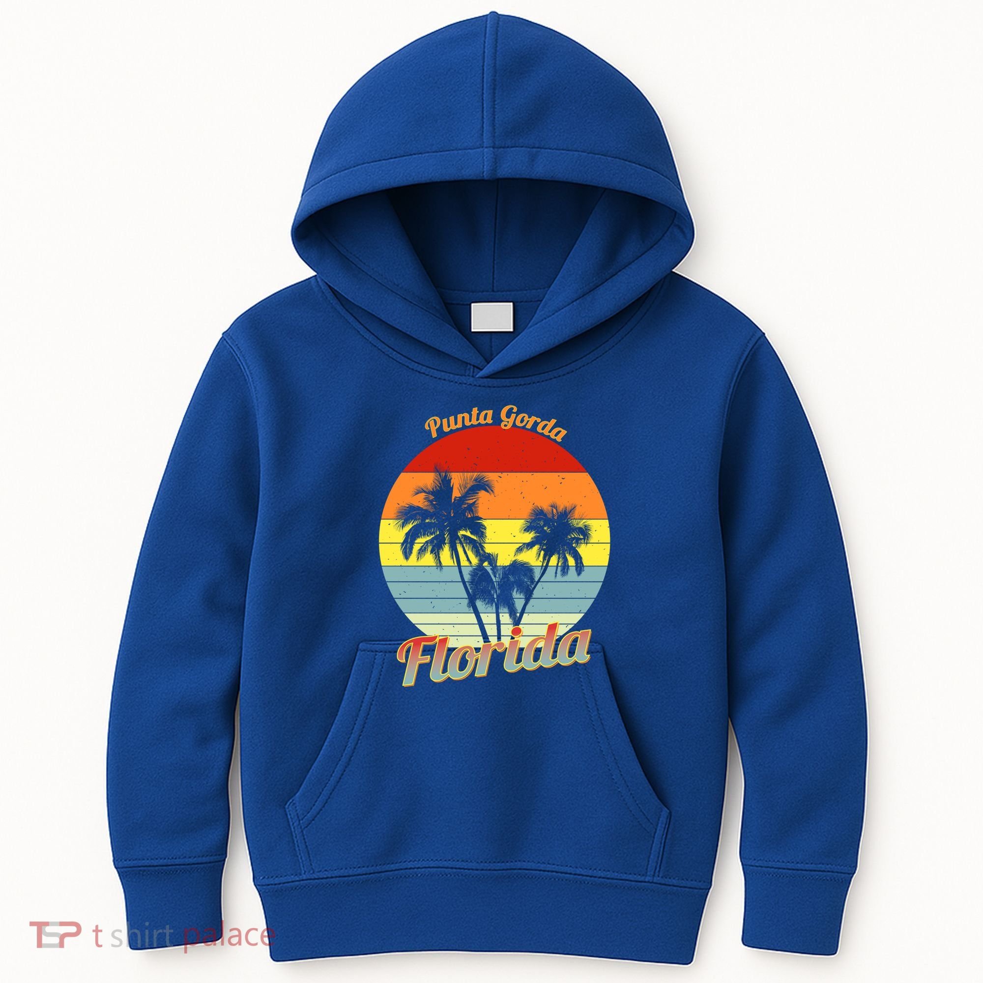 Punta Gorda Florida Retro Tropical Palm Trees Vacation Cute Gift Kids Hoodie