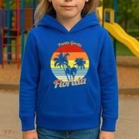 Punta Gorda Florida Retro Tropical Palm Trees Vacation Cute Gift Kids Hoodie thumb 3