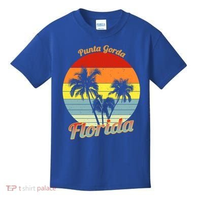 Punta Gorda Florida Retro Tropical Palm Trees Vacation Cute Gift Kids T-Shirt