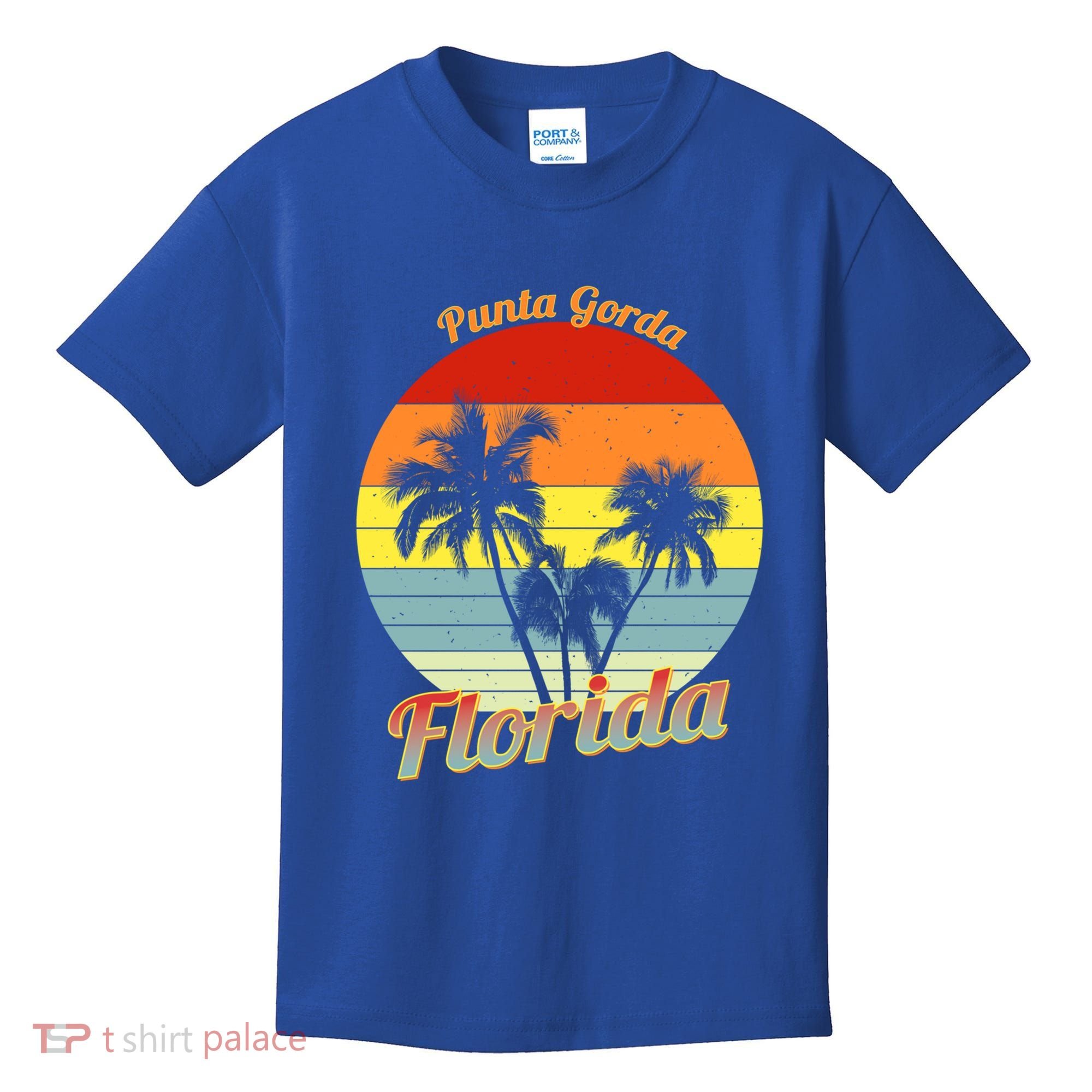 Punta Gorda Florida Retro Tropical Palm Trees Vacation Cute Gift Kids T-Shirt