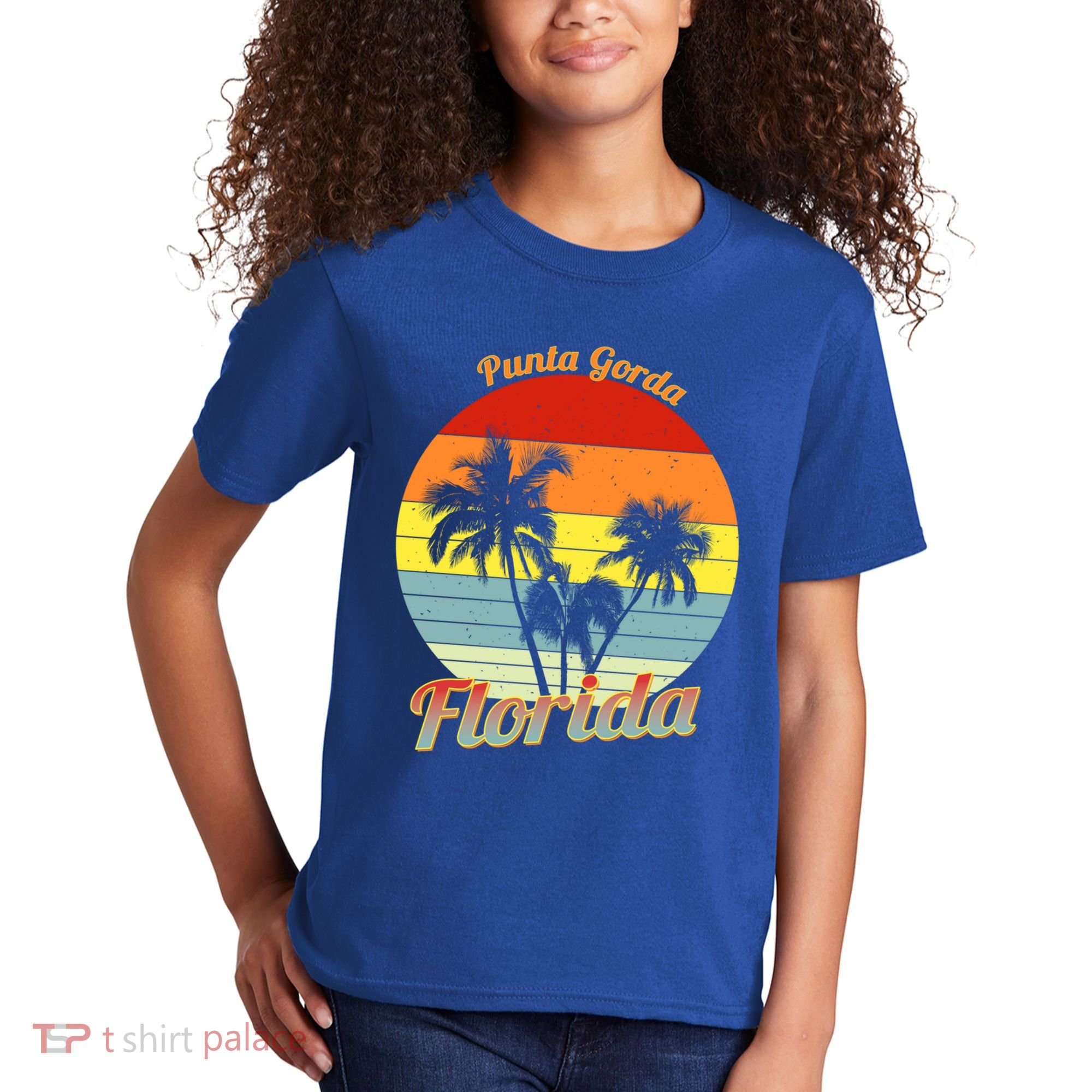 Punta Gorda Florida Retro Tropical Palm Trees Vacation Cute Gift Kids T-Shirt