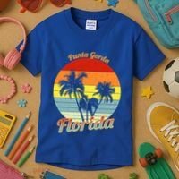 Punta Gorda Florida Retro Tropical Palm Trees Vacation Cute Gift Kids T-Shirt thumb 3