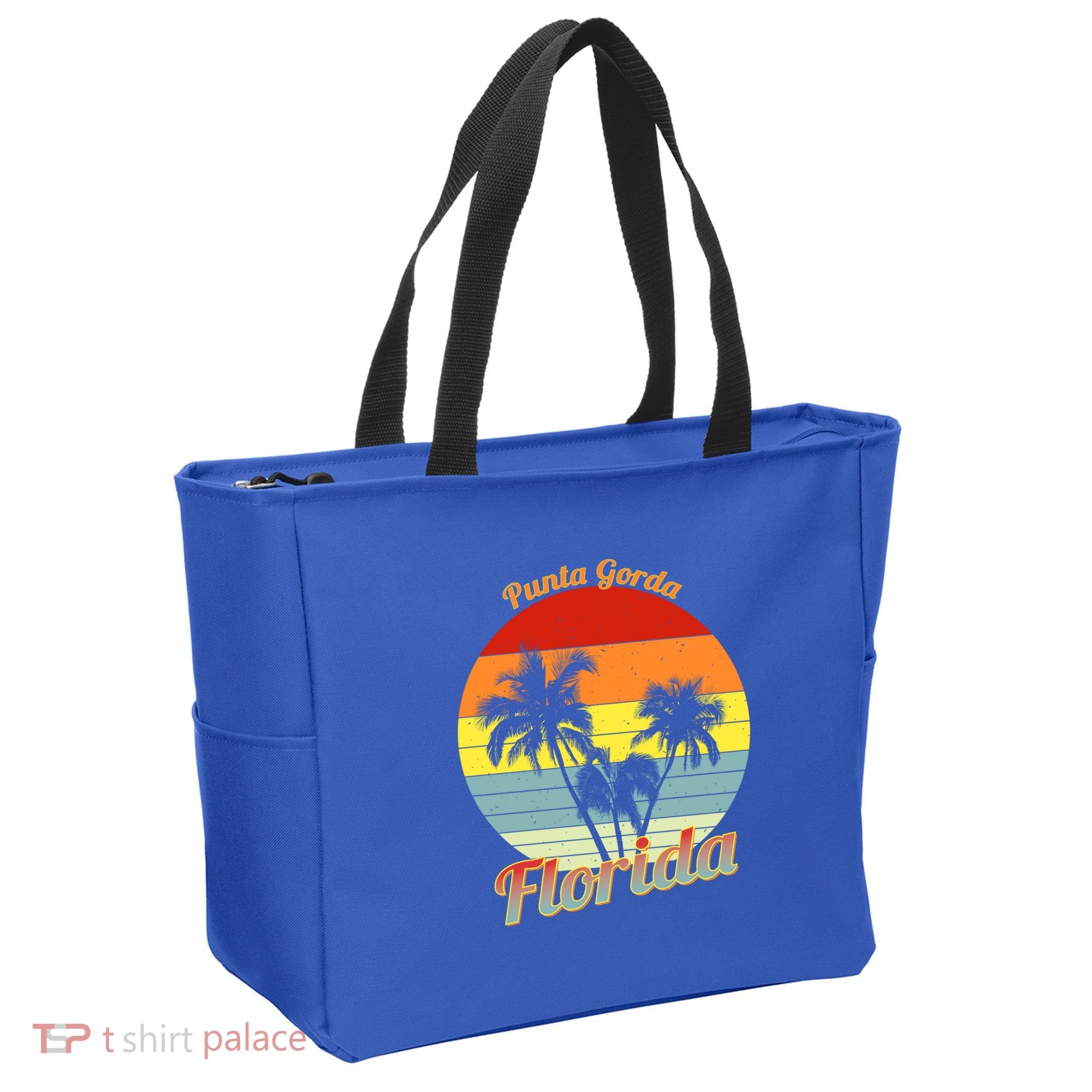 Punta Gorda Florida Retro Tropical Palm Trees Vacation Cute Gift Tote Bag